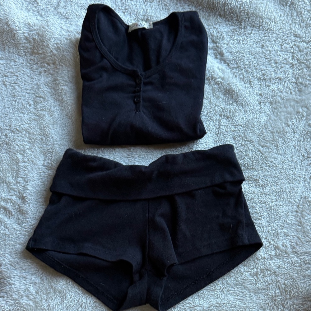 Heart & Hips Black Top and Shorts Set
